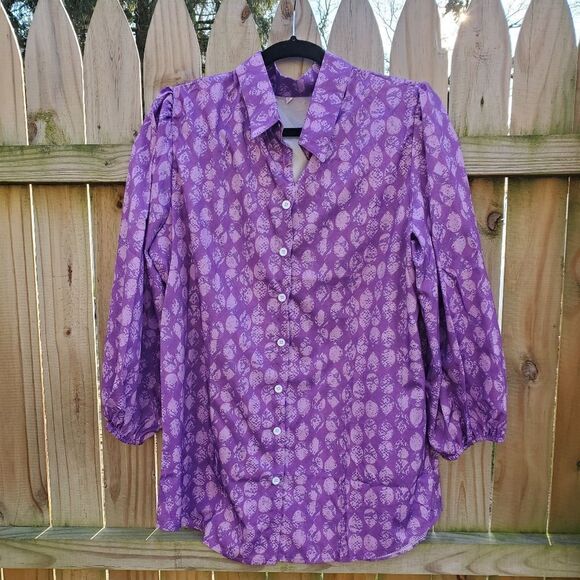 Purple Button up Blouse - Picture 1 of 12